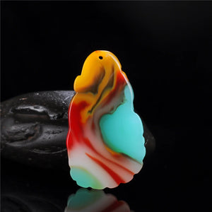 Hetian Jade Stone Magnolia Pendant Necklace Chinese Jadeite Jewelry