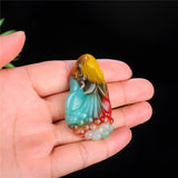 Hetian Jade Stone Magnolia Pendant Necklace Chinese Jadeite Jewelry