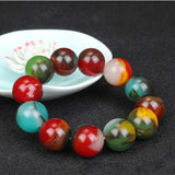 Natural Jade 18mm Round Beads Bracelet Hand-Carved Charm Jewelry