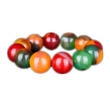Natural Jade 18mm Round Beads Bracelet Hand-Carved Charm Jewelry