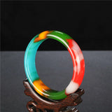 Natural Jade Bangle Bracelet Hand-Carved Charm Jadeite Jewelry