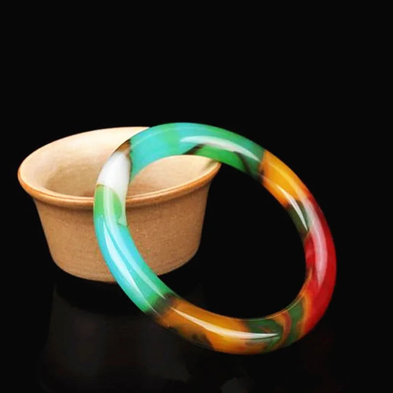 Natural Jade Bangle Bracelet Hand-Carved Fine Charm Jewellery Accessories