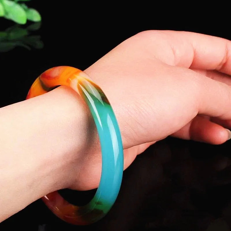 Natural Jade Bangle Bracelet Hand-Carved Fine Charm Jewellery Accessories
