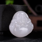 Jade Buddha Pendant Necklace Hand-Carved Charm Amulet