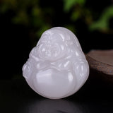 Jade Buddha Pendant Necklace Hand-Carved Charm Amulet
