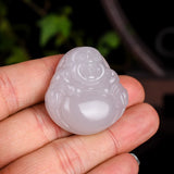 Jade Buddha Pendant Necklace Hand-Carved Charm Amulet