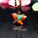 Natural Jade Butterfly Pendant Necklace Chinese Jadeite Charm Jewelry Amulet