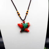 Natural Jade Butterfly Pendant Necklace Chinese Jadeite Charm Jewelry Amulet