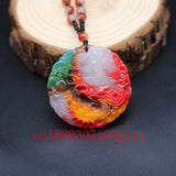 Jade Dragon Pendant Necklace Chinese Hand-Carved Charm Jewelry