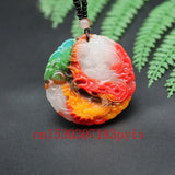 Jade Dragon Pendant Necklace Chinese Hand-Carved Charm Jewelry