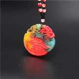 Jade Dragon Pendant Necklace, Chinese Jadeite Jewelry Charm for Women Men