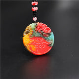 Jade Dragon Pendant Necklace, Chinese Jadeite Jewelry Charm for Women Men