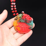 Jade Dragon Pendant Necklace, Chinese Jadeite Jewelry Charm for Women Men
