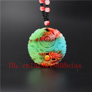 Jade Dragon Pendant Necklace Chinese Jadeite Jewelry Charm Reiki Amulet Carved