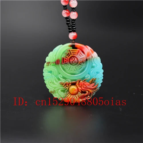 Jade Dragon Pendant Necklace Chinese Jadeite Jewelry Charm Reiki Amulet Carved