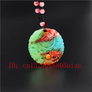 Jade Dragon Pendant Necklace Chinese Jadeite Jewelry Charm Reiki Amulet Carved