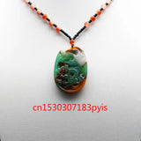 Jade Dragon Phoenix Pendant Necklace Chinese Carved Jadeite Jewelry