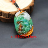 Jade Dragon Phoenix Pendant Necklace Chinese Carved Jadeite Jewelry