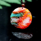 Jade Dragon Phoenix Pendant Necklace Chinese Jewelry Charm Amulet