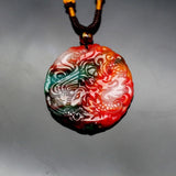 Jade Dragon Phoenix Pendant Necklace Chinese Jewelry Charm Amulet