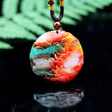 Jade Dragon Phoenix Pendant Necklace Chinese Jewelry Charm Amulet