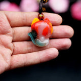 Jade Fox Pendant Necklace Chinese Jadeite Hand-Carved Charm Jewelry