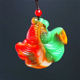 Natural Jade Goldfish Pendant Chinese Necklace Hand-Carved Charm Jewellery