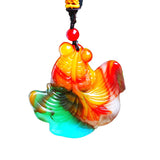 Natural Jade Goldfish Pendant Chinese Necklace Hand-Carved Charm Jewellery