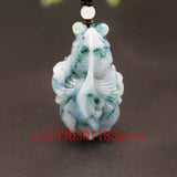 Jade Goldfish Pendant Necklace Chinese Hand-Carved Lucky Charm