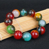 Natural Jade 16mm Round Bead Bracelet Men's and Women's Boutique Jewelry