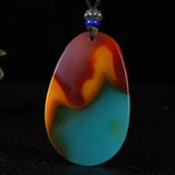 Hand Carved Phoenix Jade Pendant Peacock Necklace