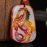 Natural Jade Zodiac Horse Pendant Men and Women Necklace