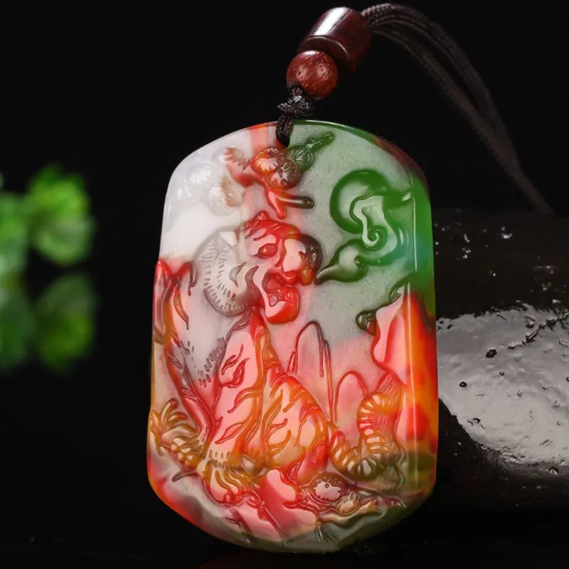 Jade Zodiac Tiger Pendant Necklace for Men and Women