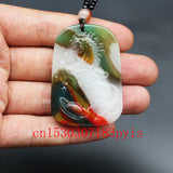 Chinese Hand-Carved Jade Horse Pendant Necklace Luck Charm Jadeite Jewelry