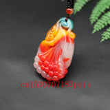Natural Jade Magnolia Flower Pendant Necklace Hand-Carved Charm Jewelry