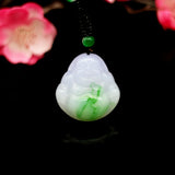 Hand-Carved Natural Jade Maitreya Buddha Pendant Necklace