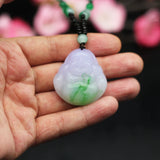 Hand-Carved Natural Jade Maitreya Buddha Pendant Necklace