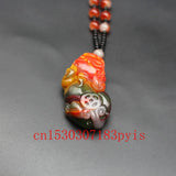Natural Jade Money Pixiu Pendant Necklace Hand-Carved Charm Amulet for Men Women