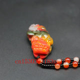 Natural Jade Money Pixiu Pendant Necklace Hand-Carved Charm Amulet for Men Women