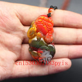 Natural Jade Money Pixiu Pendant Necklace Hand-Carved Charm Amulet for Men Women
