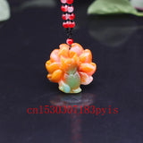 Jade Nine Tailed Fox Pendant Necklace Chinese Amulet Charm Jewelry