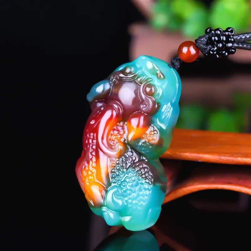 Natural Jade Pixiu Pendant Necklace Hand-Carved Charm