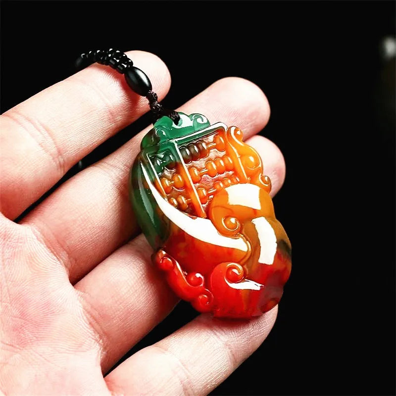 Natural Jade Ruyi Pendant Chinese Necklace Charm Jewelry Amulet Lucky