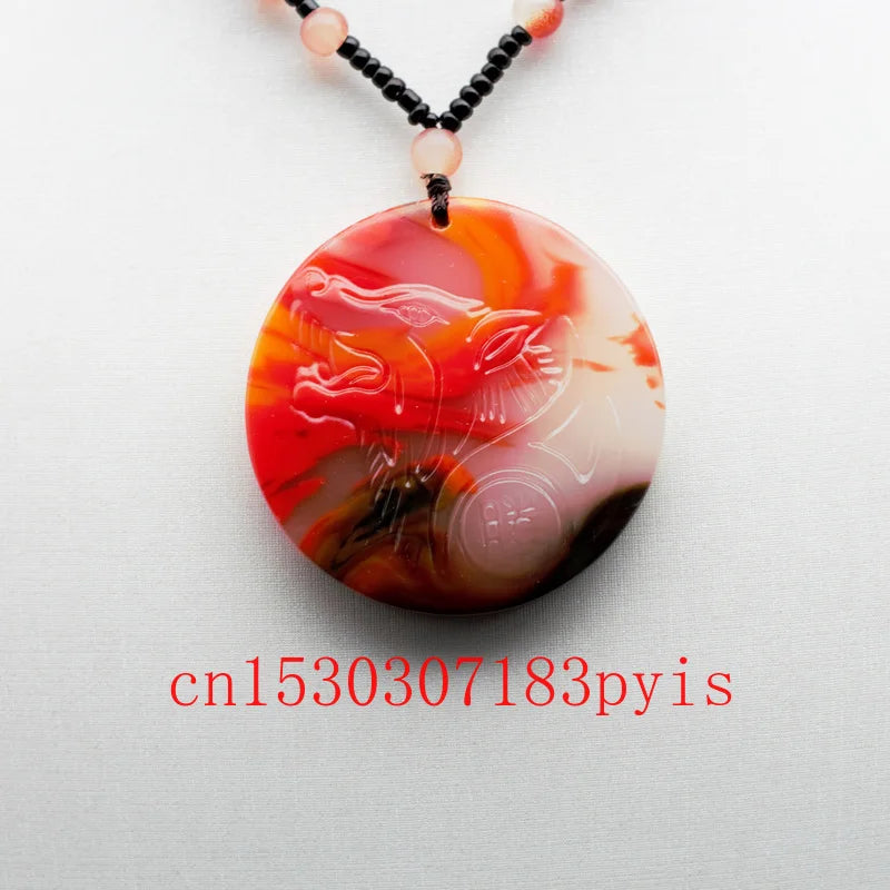 Hand-Carved Natural Jade Wolf Pendant Necklace Chinese Charm Jewelry