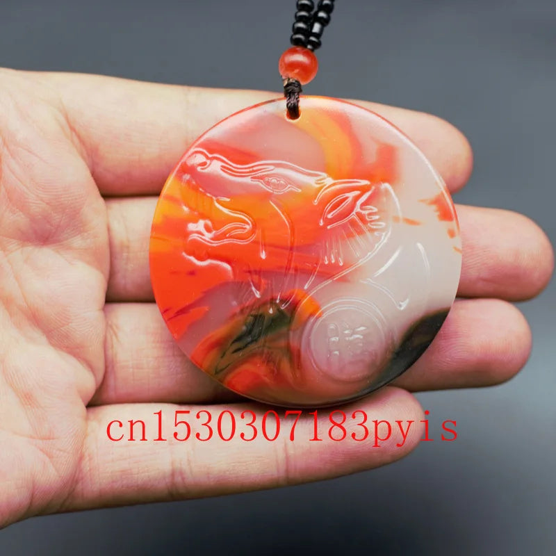 Hand-Carved Natural Jade Wolf Pendant Necklace Chinese Charm Jewelry