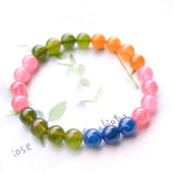 Natural Colored Quartz Stone Crystal Bead Bracelet for Women