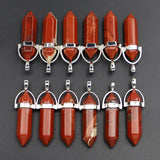 Red Stone Pillar Point Pendant Hexagonal Column Necklace Jewelry Making