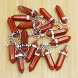 Red Stone Pillar Point Pendant Hexagonal Column Necklace Jewelry Making
