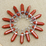 Red Stone Pillar Point Pendant Hexagonal Column Necklace Jewelry Making