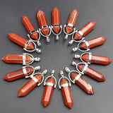 Red Stone Pillar Point Pendant Hexagonal Column Necklace Jewelry Making